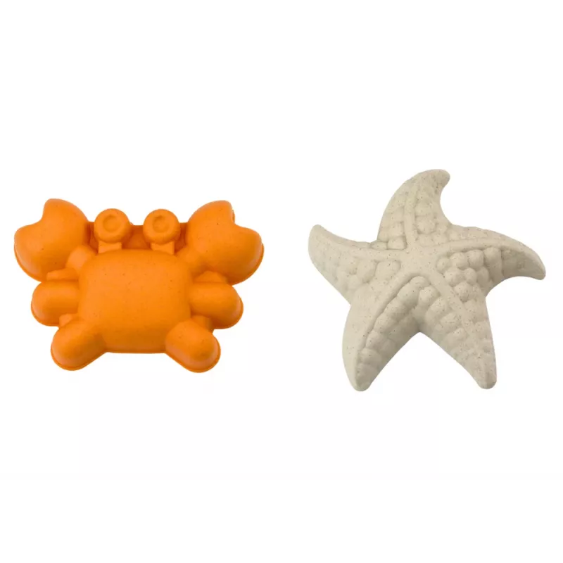 LEAN TOYS Smilšu rotaļlietu komplekts - spainītis, dzirnaviņas, sietiņš, 3 pasteļkrāsas veidnes (6 gab.)