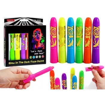 LEAN TOYS Sejas apgleznošanas komplekts Neon fluorescējošie zīmuļi 6 gab.