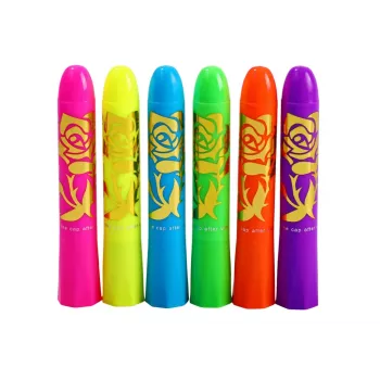 LEAN TOYS Sejas apgleznošanas komplekts Neon fluorescējošie zīmuļi 6 gab.
