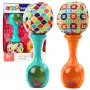 LEAN TOYS Grabuļu komplekts ar mīkstu bumbiņu rakstiem oranžs zaļš 2 gab.