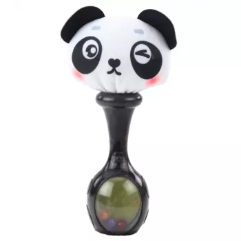 LEAN TOYS Grabuļu komplekts ar mīkstām bumbiņām, pērtiķa un pandas raksti, 2 gab.