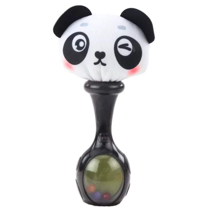 LEAN TOYS Grabuļu komplekts ar mīkstām bumbiņām, pērtiķa un pandas raksti, 2 gab.