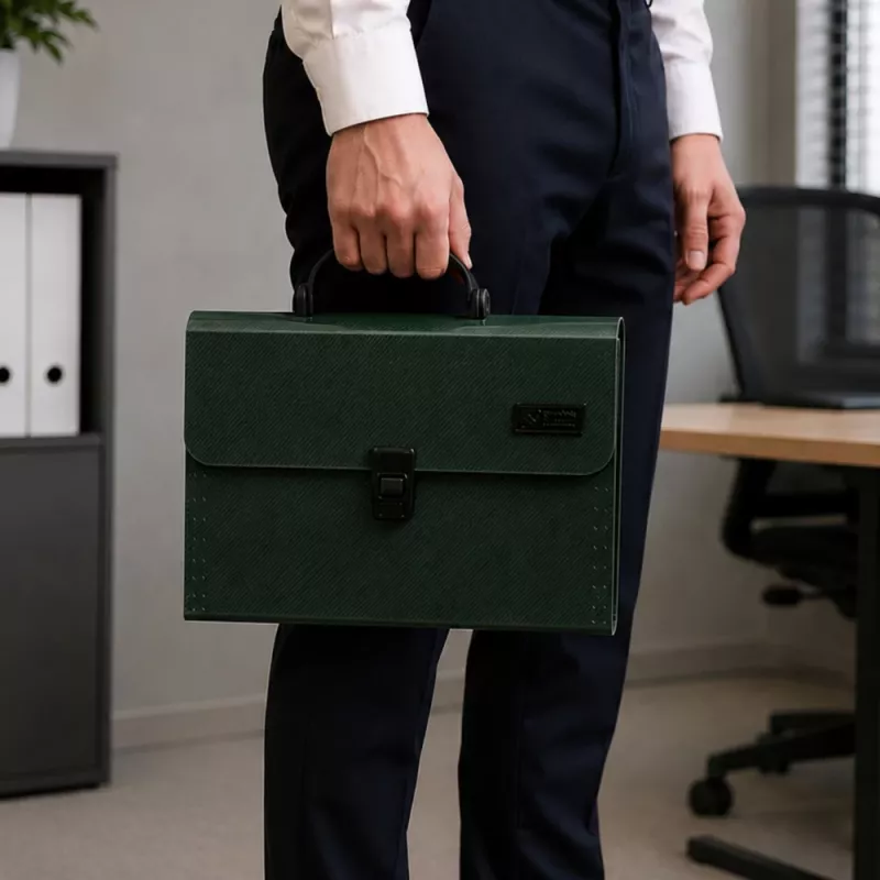 LEAN mapes organizators dokumentiem, 13 nodalījumi, zaļš, A4, turētājs