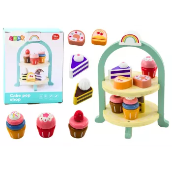 LEAN TOYS Saldumu komplekts Kūkas Kēksiņi Koka statīvs