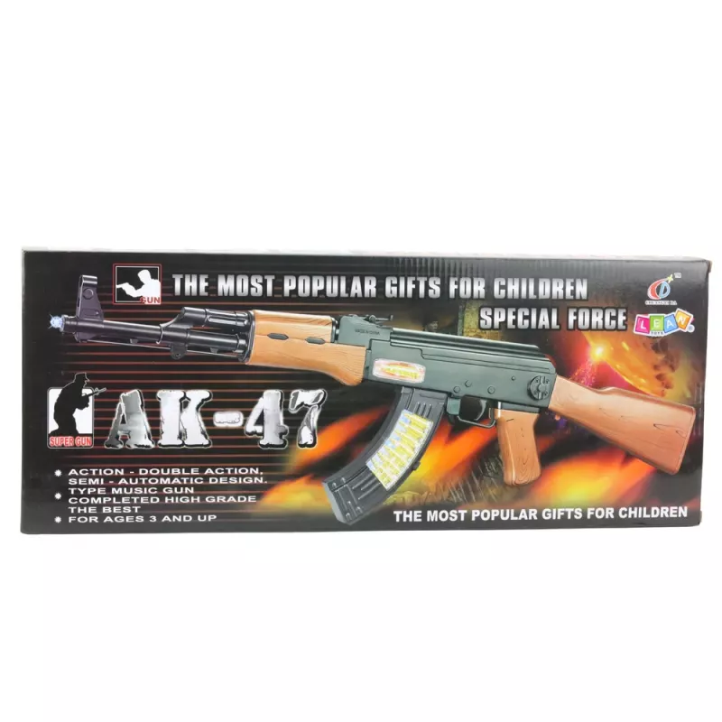 LEAN TOYS AK-47 rotaļu šautene bērniem ar gaismu un skaņu, 68,5 cm