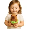 LEAN TOYS Plīša kapibara ar zaļu glābšanas riņķi un vardi, brūna, 20 cm