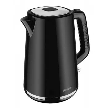 AMICA Tējkanna 1,7L KF304 - 2200W Nerūsējošā tērauda bezvadu elektriskā tējkanna, sudraba/melna
