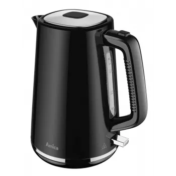 AMICA Tējkanna 1,7L KF304 - 2200W Nerūsējošā tērauda bezvadu elektriskā tējkanna, sudraba/melna
