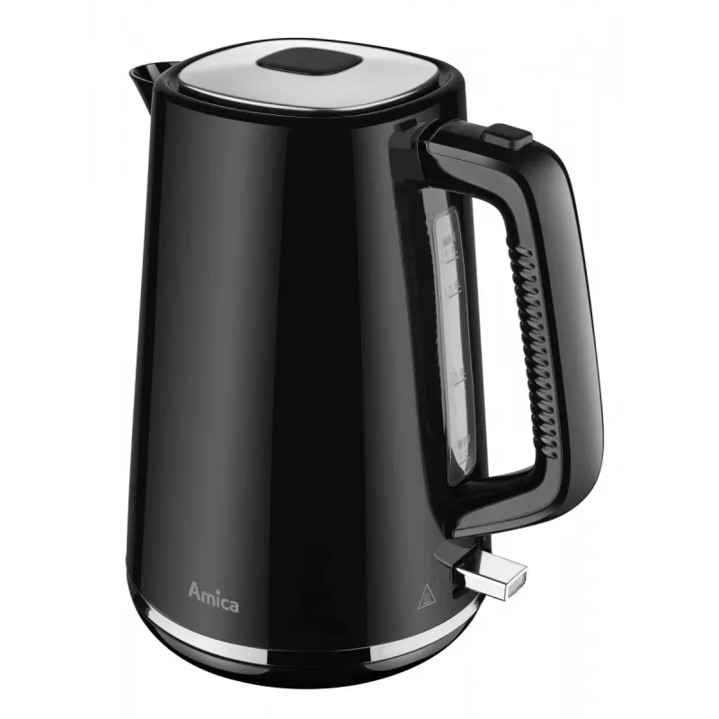 AMICA Tējkanna 1,7L KF304 - 2200W Nerūsējošā tērauda bezvadu elektriskā tējkanna, sudraba/melna