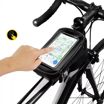 WILDMAN Bike Holder Case M E2 1L Melns - Stūres telefona soma, šļakatu izturīga, skārienekrāna saderīga, 1L ietilpība