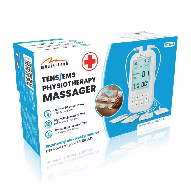MEDIA-TECH TENS/EMS masieris MT6543 | Divu kanālu sāpju mazināšanas un muskuļu stimulators