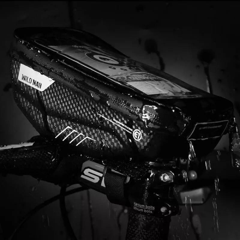 WILDMAN Bike Holder Case S E1 1L Melns – Kompakts velosipēda rāmja soma ar Velcro siksnām