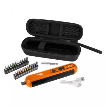 NEO TOOLS 04-199 Bezvadu skrūvgriezis 4V Li-Ion USB-C ar 6 uzgaļiem un LED gaismu