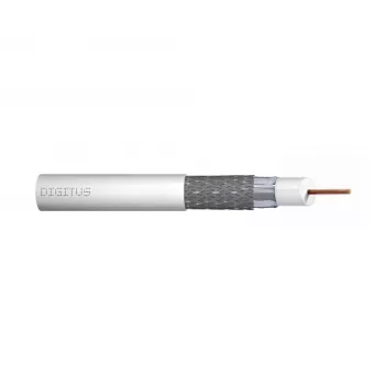 DIGITUS RG-6 koaksiālais kabelis, 1.05mm varš, 75 omi, dubultā ekranēšana (2x folija + 77% pinums), Eca, PVC apvalks, 305m, balts