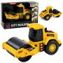 LEAN TOYS Ceļa veltnis Būvniecības transportlīdzeklis 1:32 Mērogs Rotējošs veltnis ar gaismām un skaņām Dzeltens