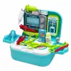 LEAN TOYS 2-in-1 medicīnas komplekts koferī, pārnēsājama ārsta kabinets, aksesuāri, zils