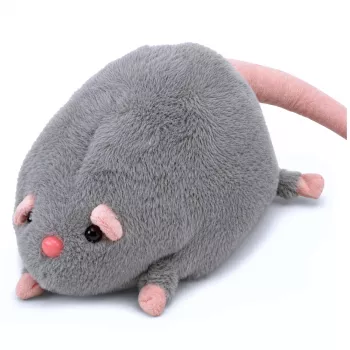 LEAN TOYS Plīša rotaļlieta Žurka ar garu asti, pelēka, 40 cm