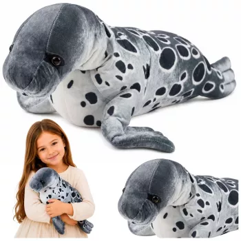 LEAN TOYS Realistic Seal Plush Mascot Cuddly Toy, Grey, 50 cm