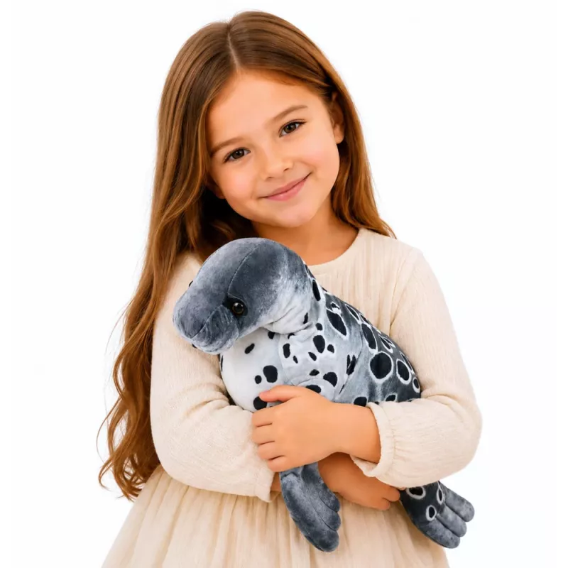 LEAN TOYS Realistic Seal Plush Mascot Cuddly Toy, Grey, 50 cm