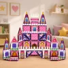 LEAN TOYS magnētiskie konstruktora bloki Princeses pils rozā 58 gab.