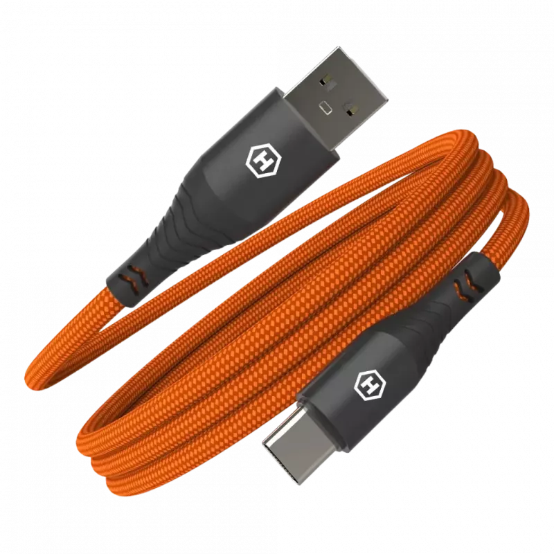 HAMMER USB-A uz USB-C kabelis 1,2 m melns 480Mbps uzlādei un datiem
