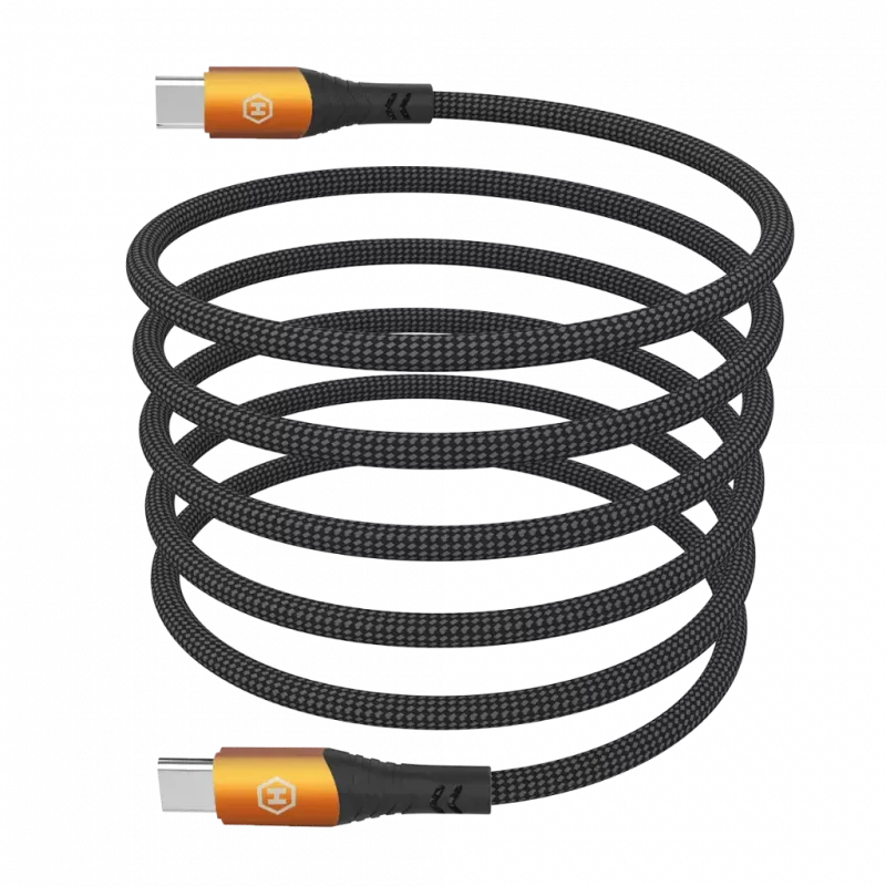HAMMER USB-C uz USB-C kabelis 1,2 m 60W PD ātra uzlāde un datu sinhronizācija, melns