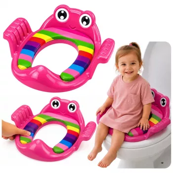 LEAN TOYS Bērnu mīkstais tualetes sēdekļa pārvalks ar rokturiem, rozā, mazuļiem no 18 mēnešiem līdz 4 gadiem