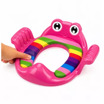 LEAN TOYS Bērnu mīkstais tualetes sēdekļa pārvalks ar rokturiem, rozā, mazuļiem no 18 mēnešiem līdz 4 gadiem