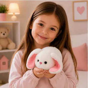 LEAN TOYS Plīša zaķis ar garām ausīm, balts, 16 cm