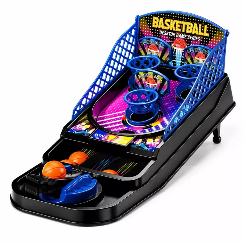 LEAN TOYS Mini galda basketbola arkādes spēle ar 3 groziem un palaidēju