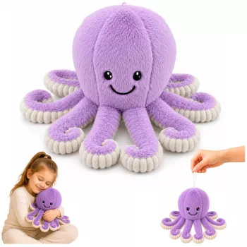 LEAN TOYS Pluša astoņkājis mīkstā rotaļlieta ar elastīgiem taustekļiem, purpura, 30 cm