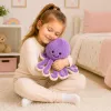 LEAN TOYS Pluša astoņkājis mīkstā rotaļlieta ar elastīgiem taustekļiem, purpura, 30 cm