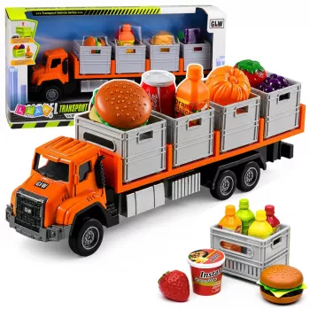 LEAN TOYS Oranžs pārtikas transporta kravas auto 1:55 liešanas modelis