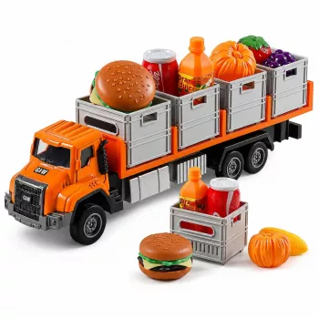 LEAN TOYS Oranžs pārtikas transporta kravas auto 1:55 liešanas modelis