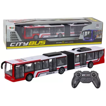 LEAN TOYS Ar tālvadību Vadāms Pilsētas Autobuss Sarkans un Balts Mērogs 1:20