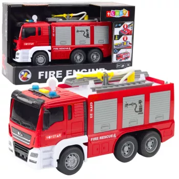 LEAN TOYS Ugunsdzēsēju mašīna ar ūdens smidzinātāju, gaismām un skaņām – berzes piedziņas avārijas transportlīdzeklis