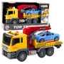 LEAN TOYS Autoiekrāvējs ar celtni un sacīkšu automašīnu – gaismas un skaņas rotaļu komplekts