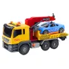 LEAN TOYS Autoiekrāvējs ar celtni un sacīkšu automašīnu – gaismas un skaņas rotaļu komplekts