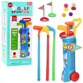 LEAN TOYS Golfa komplekts ar ratiņiem, nūjām un lauka spēli 20 gab.