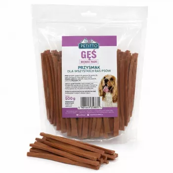 PETITTO mīkstās zoss strēmeles suņu kārumi 500g