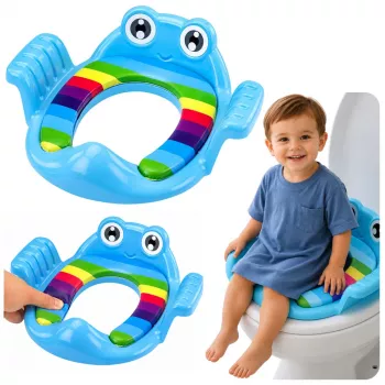 LEAN TOYS Bērnu tualetes sēdekļa pārvalks, mīksts sēdeklis ar rokturiem, zils