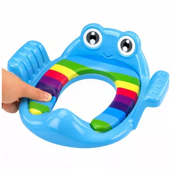 LEAN TOYS Bērnu tualetes sēdekļa pārvalks, mīksts sēdeklis ar rokturiem, zils