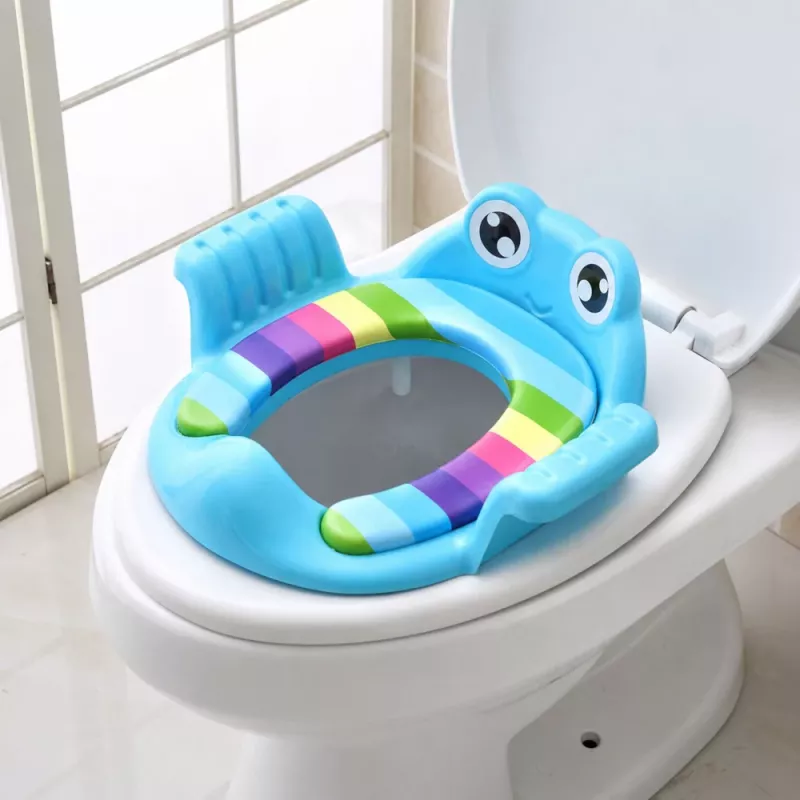 LEAN TOYS Bērnu tualetes sēdekļa pārvalks, mīksts sēdeklis ar rokturiem, zils