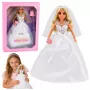 LEAN TOYS Anlily Līgavas lelle ar mirdzošu kāzu kleitu, plīvuru, pušķi, kūku, kurpēm, 29 cm