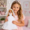 LEAN TOYS Anlily Līgavas lelle ar mirdzošu kāzu kleitu, plīvuru, pušķi, kūku, kurpēm, 29 cm