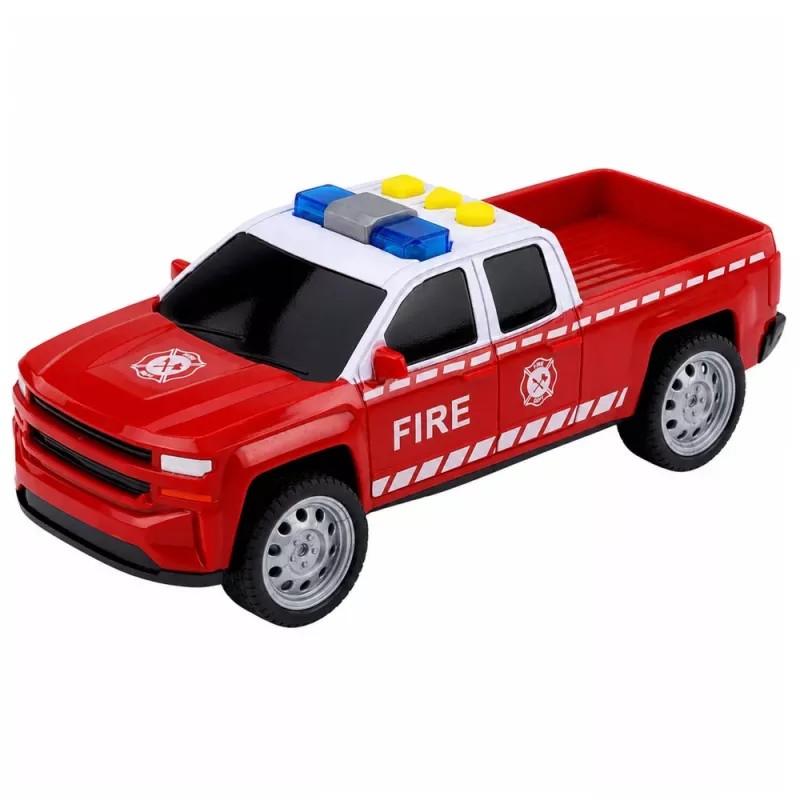 LEAN TOYS Ugunsdzēsēju transportlīdzekļu komplekts: helikopters un automašīna, ar gaismām un skaņām 1:32