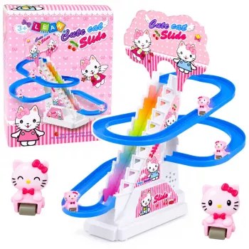 LEAN TOYS Track Slide kaķēniem kustīgas kāpnes figūriņas gaismas skaņas interaktīva kaķu rotaļlieta