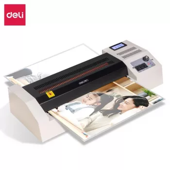 DELI Office Laminators E3895-EU A3 | 250 mm/min Karstā rullīšu laminēšana, maks. 125 mikroni, pretiestrēgšanas, aukstā laminēšana, melns/sudrabs