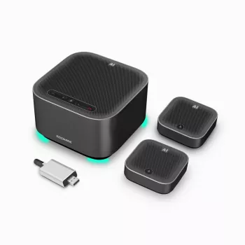 ROCWARE konferences komplekts lielām sanāksmju telpām A10W 4K UHD USB 3.1 konferences kamera ar diviem stereo mikrofoniem, 120° redzes lauks, 4x digitālā tālummaiņa, USB-C, Plug-and-Play, saderīga ar Windows, macOS, Chrome OS