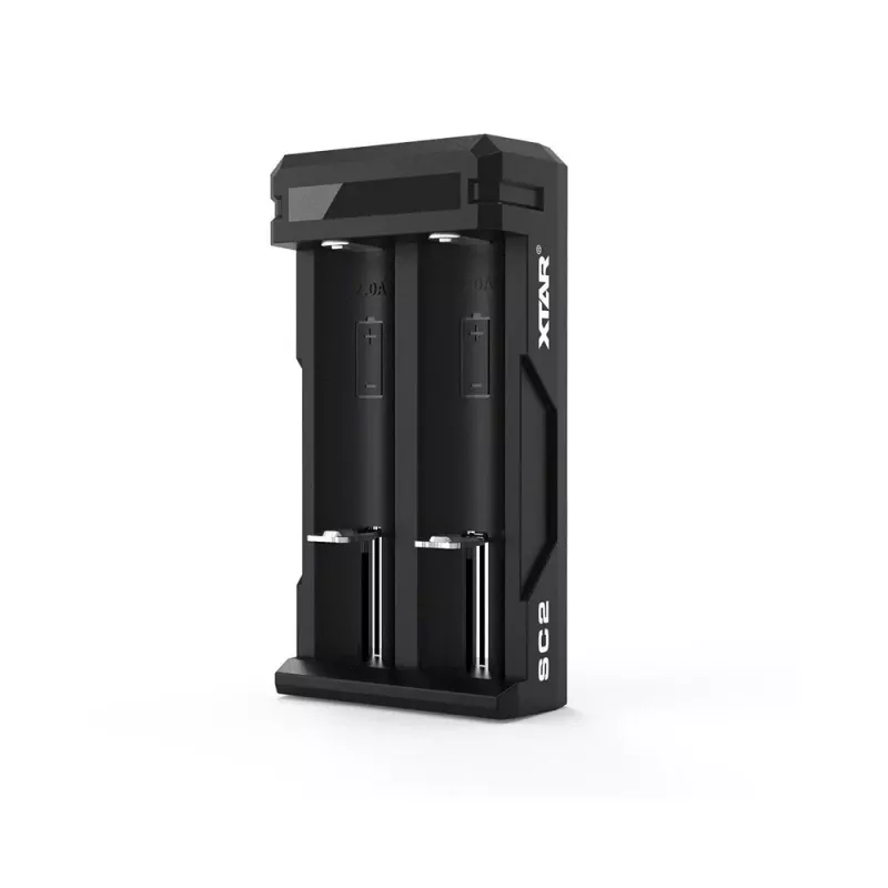XTAR SC2 USB-C 2-slotu litija jonu akumulatoru lādētājs ar 2A ātro uzlādi un 0V aktivizāciju